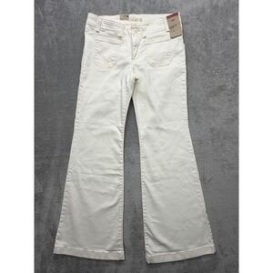 Levis Superlow Flare Jeans Womens Measured 33x32 White Low Rise Slim Fit Stretch
